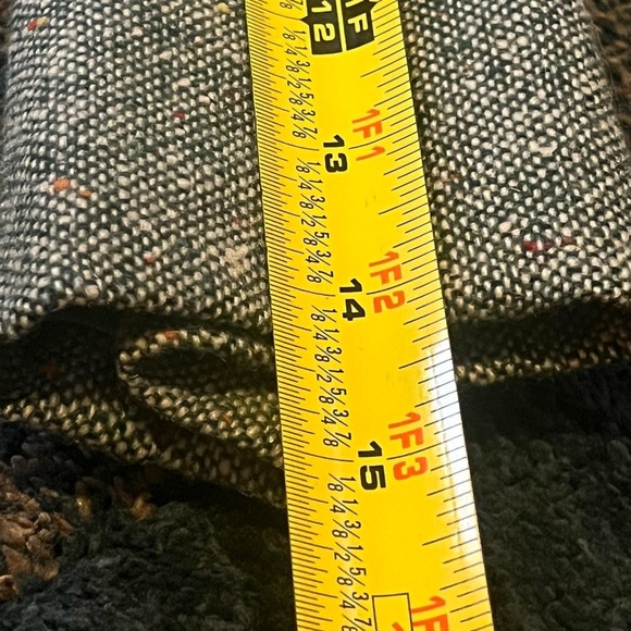 Grey Green wool jacket with black leather trim and buckles jacket. - Picture 5 of 5